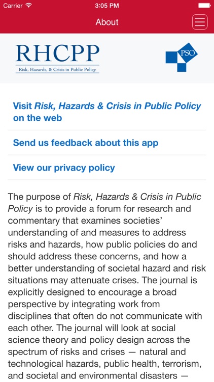 Risk, Hazards & Crisis in Public Policy screenshot-3