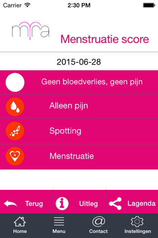 MIRA Trial menstruatie score screenshot 3