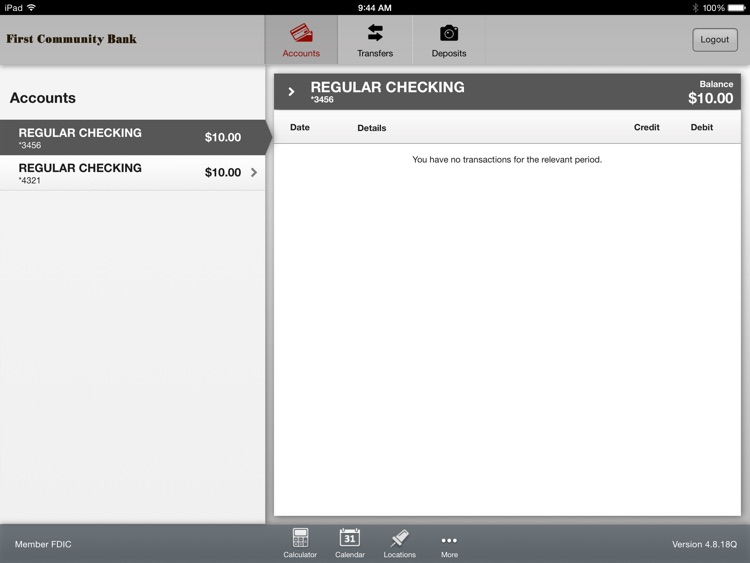 First Community Bank Nebraska for iPad