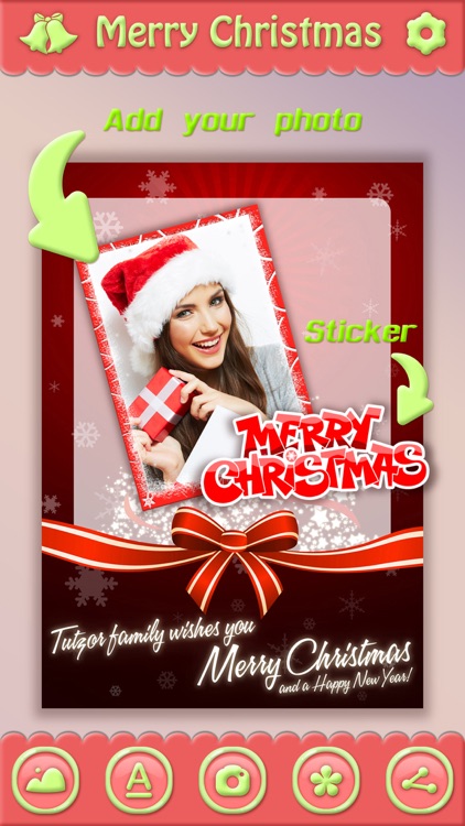 Christmas Greeting Cards Maker - Mail Thank You & Send Wishes with Greeting Frames plus Stickers