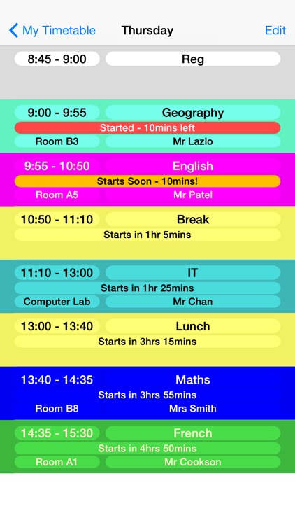 School Timetable - Lesson & Course Schedule for Student, Teacher, Organiser