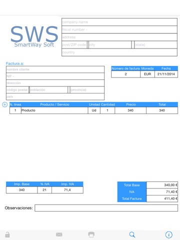 SWS Invoice screenshot 2
