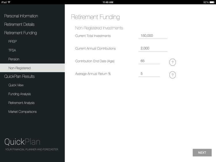 QuickPlan - Retirement Planning Calculator, Financial Forecasting and Retirement Readiness Planner