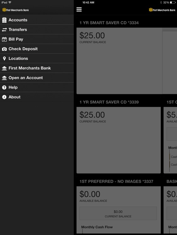 First Merchants Mobile App for iPad