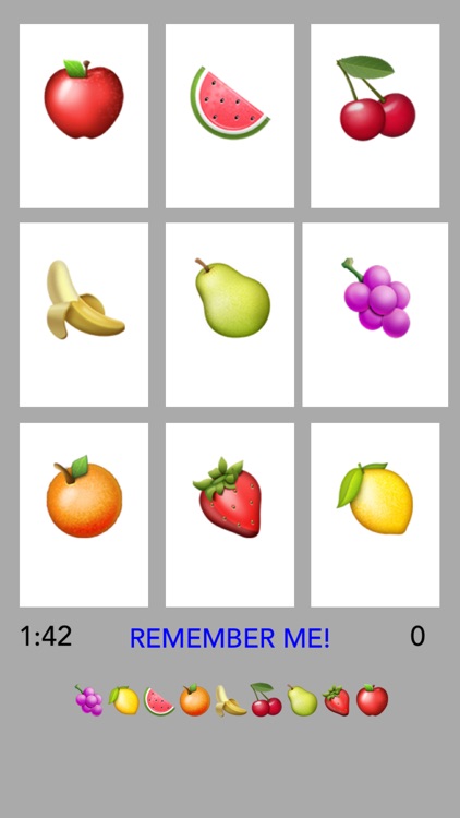 Emoji Fruit Memory - Apples, Strawberries, Lemons and More