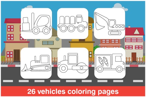Tabbydo Little Trucks Colorbook - Vehicles coloring game for kids & preschoolers screenshot 4