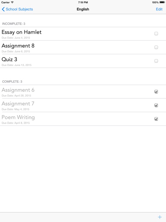 School Homework Organizer HD for iPad - Plan Your Assignments, Homework & Tests With Ease