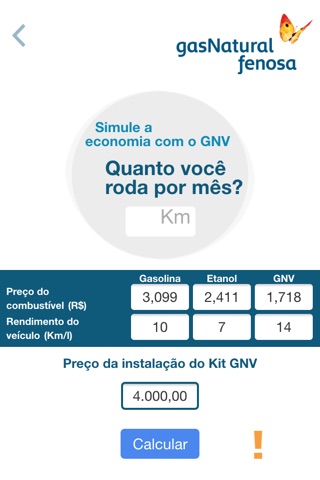 Simulador GNV screenshot 2