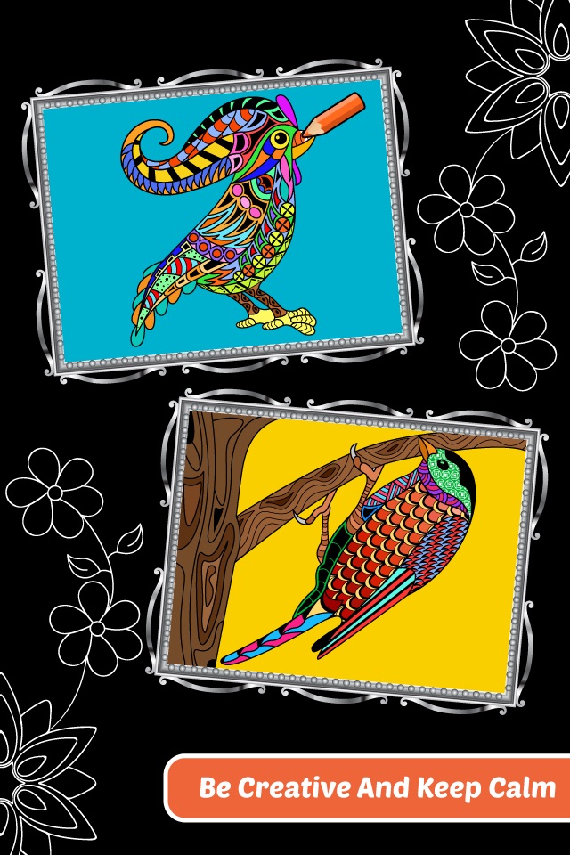 Love Birds Art Class: Stress Relieving Coloring Books for Adults screenshot 4