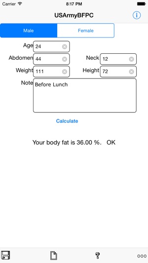 Army Body Fat Percentage Calculator for iPhone(圖3)-速報App