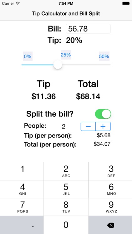 Free Tip Calculator and Bill Split