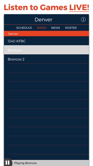 Denver Football Radio & Live Scores