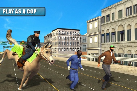Police Horse Crime City Chase - Clean City from robbers and criminals set free in town screenshot 2