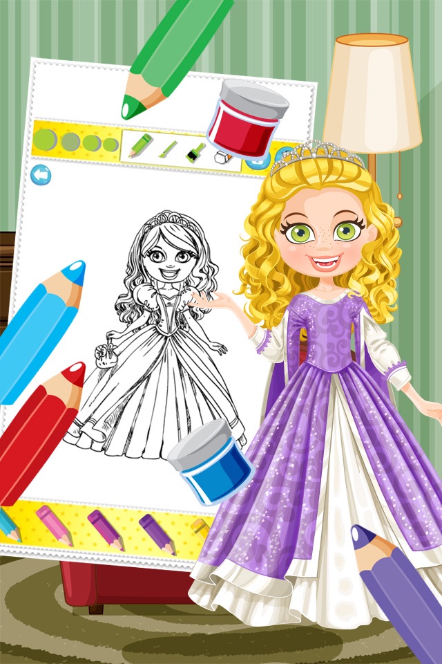 Princess Colorbook Educational Coloring Game for Kids Girls screenshot 2