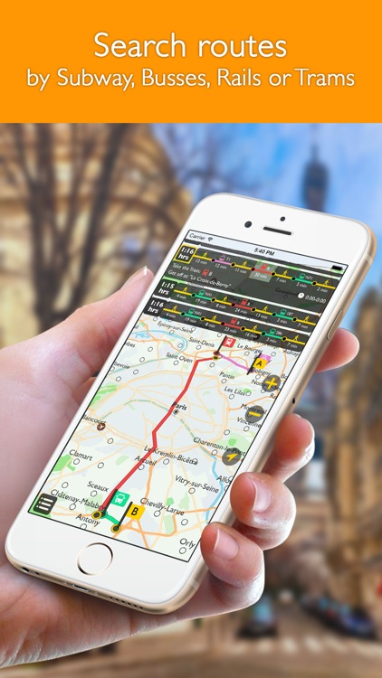 Paris offline map with public transport route planner for my journey