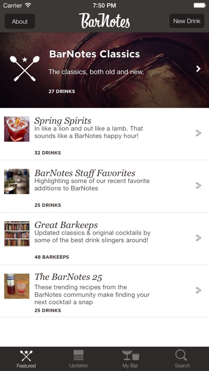 BarNotes – social cocktail and drink recipes