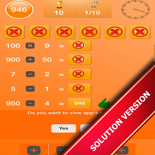 Letters and Numbers Game - Solution Version iOS App