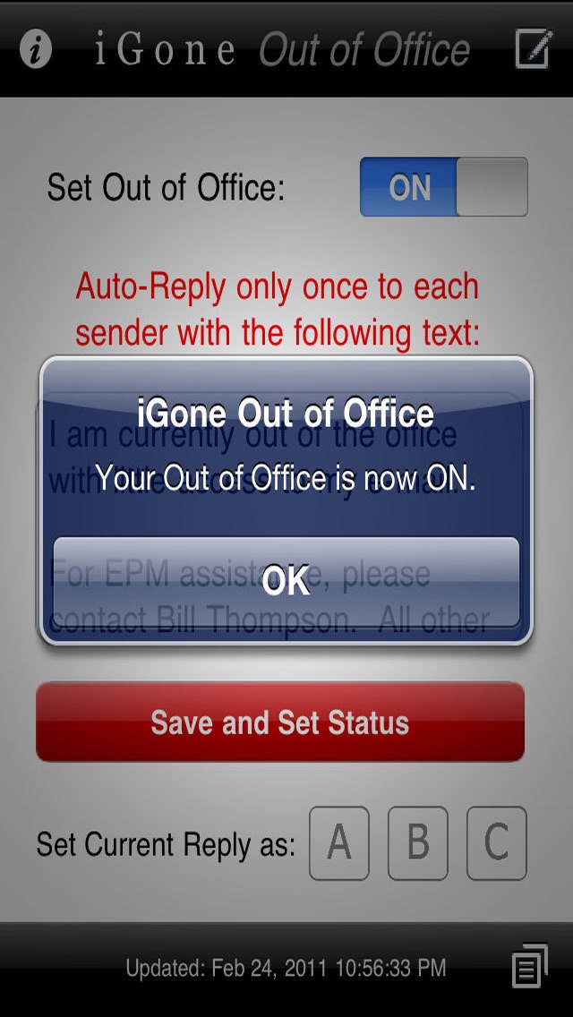 iGone Out of Office (Outlook Web Access) Screenshot 3