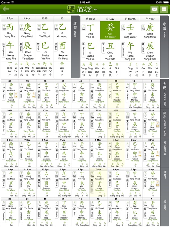 Mastery Academy Bazi Chart