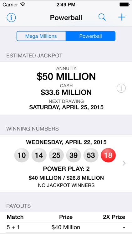 Mega Millions & Powerball - lottery games in the US with winning number results, lotto jackpots and prize payouts