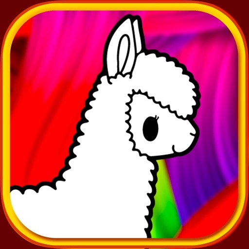 Land Animal Coloring Book Pastel Crayon Elephant and Alpaca show iOS App