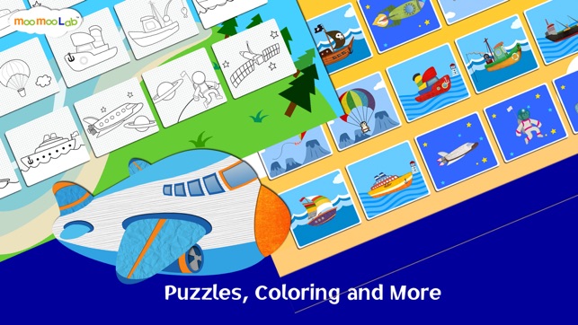 火箭，飛機，船- 兒童益智遊戲，圖畫，拼圖活動（英語，國語）by Moo Moo Lab(圖2)-速報App