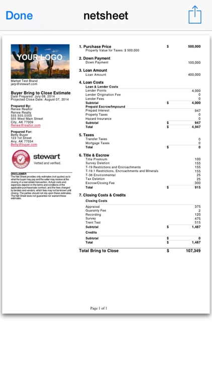 Stewart Agency Net Sheet