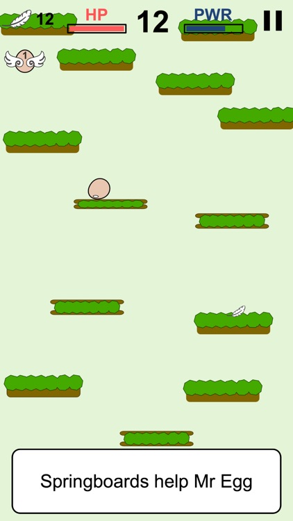 Mr Egg jumps up and down in an endless way to his home