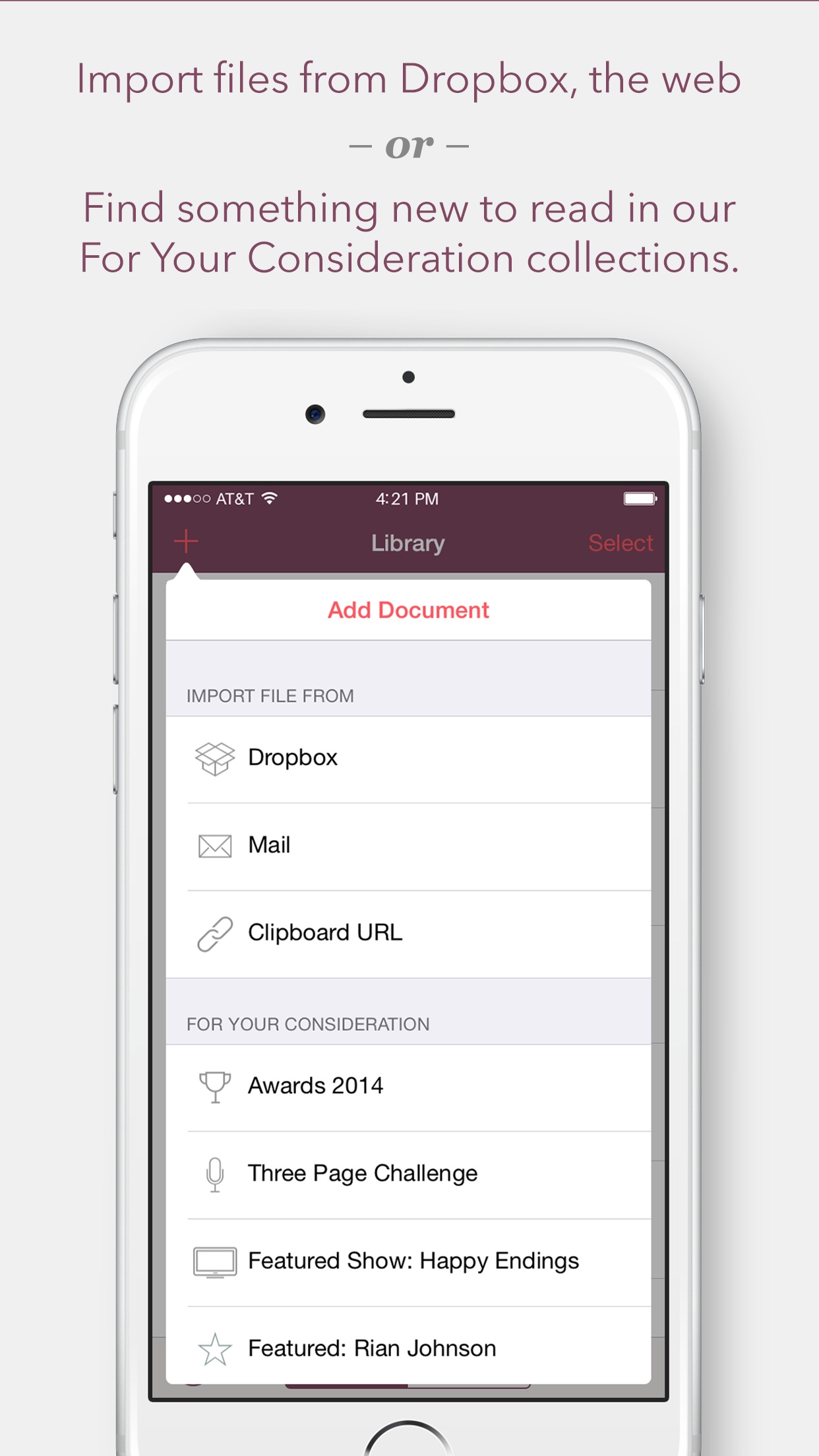 Screenshot do app Weekend Read