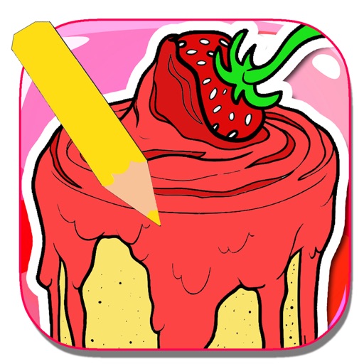 Coloring Page Game For Cake Strawberry Education Icon