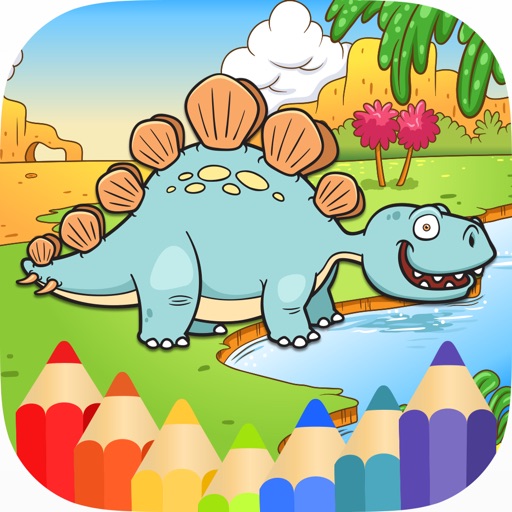 Dinosaur Coloring Pages For Kids Draw Paint Games Icon