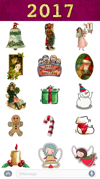 Merry Christmas & Happy New Year - Retro Stickers