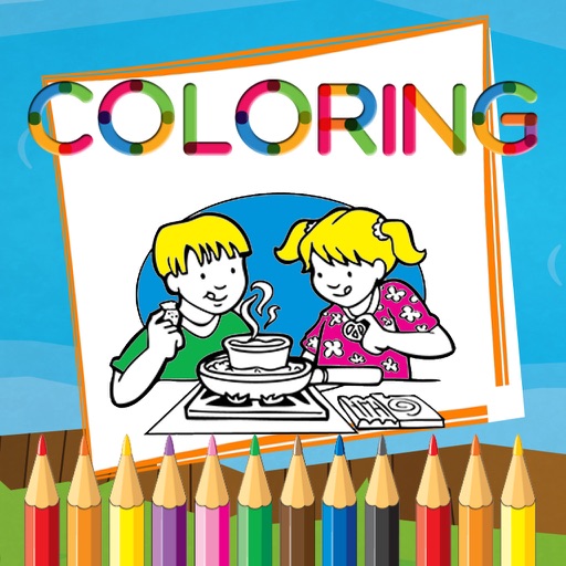 Preschool Activities Coloring Book Kitchen Cooking icon