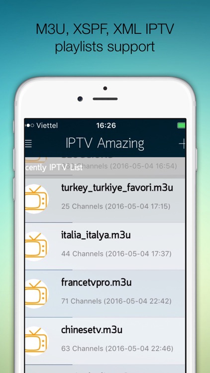 IPTV Pro:(Amazing) Support M3U XSPF XML JSON