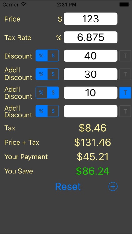 Sales Tax and Discount Calculator shopping n save