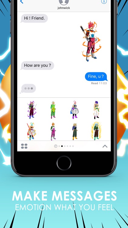 Saiyan Boy Emoji Sticker Keyboard Themes ChatStick