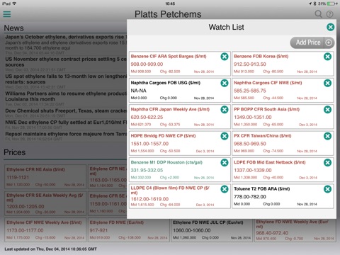 Platts Petrochemicals for iPad screenshot 4