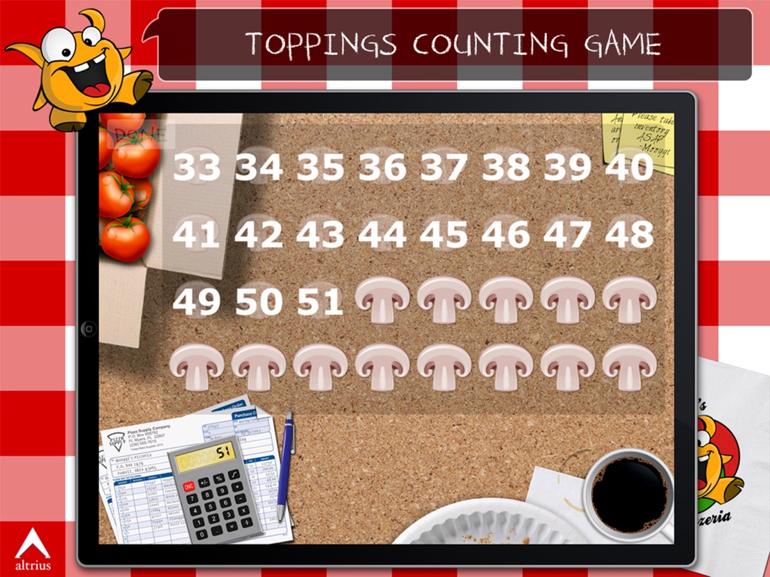 Numbers Pizza iPad app AppWereld
