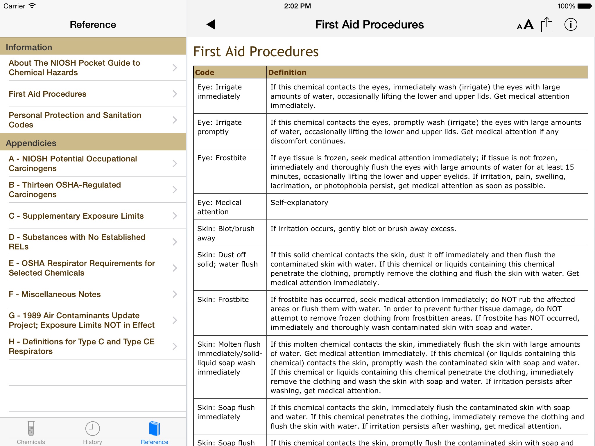 Chemical Hazards Pocket Guide screenshot 2