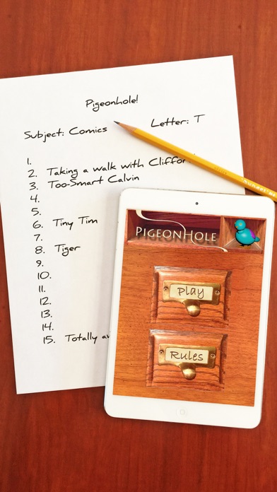 How to cancel & delete Pigeonhole - pencil and paper category word game from iphone & ipad 1