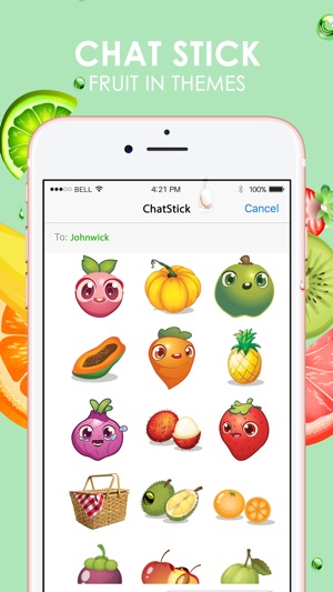 Fruits Emoji Pop Sticker Keyboard Themes ChatStick(圖1)-速報App