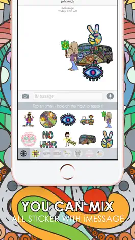 Game screenshot Hippie Emoji Stickers Keyboard Themes ChatStick hack