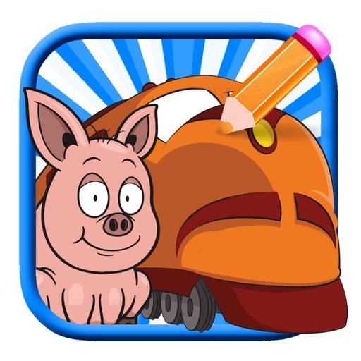 Paint Pep Pig And Train Coloring Page Game Junior Icon