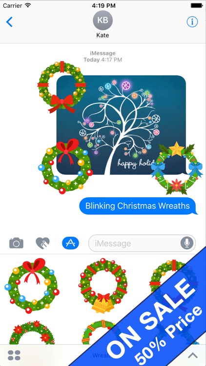 Blinking Christmas Wreaths Animated Stickers