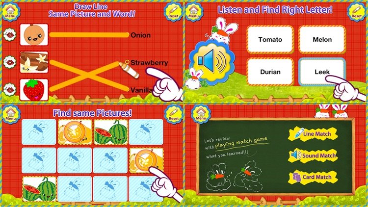 ABC Fruits & Vegetables English Flashcards