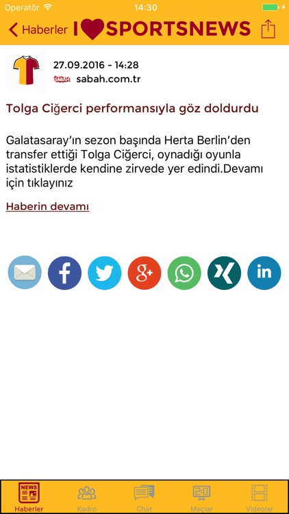 Sports News - Galatasaray SK edition