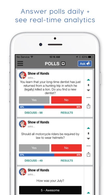 Show of Hands: Ask & Answer Polls, Politics & More