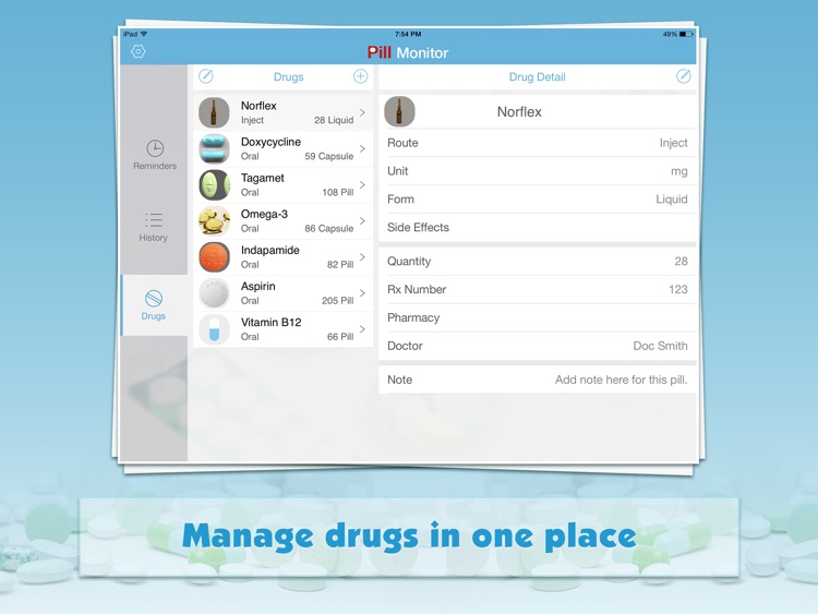 Pill Monitor Pro for iPad - Drug Reminders & Logs screenshot-3