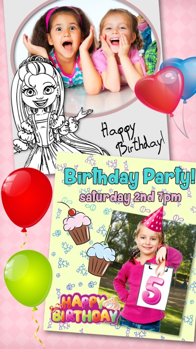 女の子のための誕生日パーティーの招待状 - プロ screenshot1