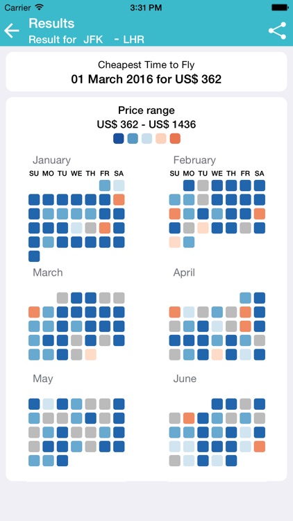 Cheap Flights Calendar